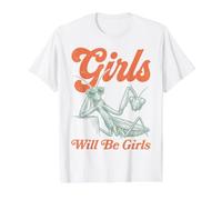Girls Will Be Girls Praying Mantis Camiseta gráfica económica, Hombre, Blanco, S