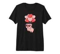 Girls Womens Moms Valentines Day Hearts Show Pig Lover Camiseta Premium
