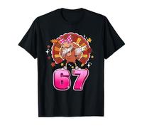 Girls Womens Thanksgiving 67 Six Seven Meme Pink Bow Turkey Camiseta