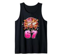 Girls Womens Thanksgiving 67 Six Seven Meme Pink Bow Turkey Camiseta sin Mangas