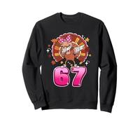 Girls Womens Thanksgiving 67 Six Seven Meme Pink Bow Turkey Sudadera
