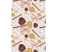Girly Baseball Notebook - Pink Bow & Bat Pattern | 400 Lined Pages for Writing, School, or Journaling | Cute Sports Journal for Girls