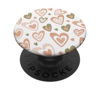 Girly Coquette Cute Pink Heart Sage Green Hearts Valentines PopSockets PopGrip Adhesivo