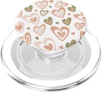 Girly Coquette Cute Pink Heart Sage Green Hearts Valentines PopSockets PopGrip para MagSafe