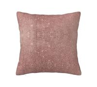 Girly Glam - Funda de almohada decorativa con cremallera oculta, funda de cojín de poliéster con estampado de doble cara, color rosa dorado y purpurina