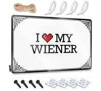 Girly, póster divertido de diseño para decoración de pared, letrero de metal rústico vintage para cueva de hombre, regalo de vacaciones en la playa, personalizado con texto en inglés "I Love My Wiener