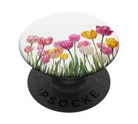 Girly Spring Floral | Tulipán Rosa | Granja de Flores de Verano PopSockets PopGrip Adhesivo