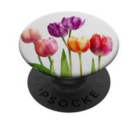 Girly Spring Floral | Tulipán Rosa | Granja de Flores de Verano PopSockets PopGrip Adhesivo