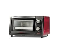 Girmi Horno de convección sobremesa FE10 - 10 L, 800 W, temporizador 60 min, accesorios, Negro/Rojo