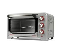 Girmi FE20 - Horno eléctrico, 1380 W, 20 litros, termostato regulable 230°, luz interior, rejilla inoxidable, temporizador 60 min, 4 resistencias calefactoras, accesorios incluidos, color plateado