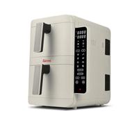 Girmi FG41 - Freidora de aire "Ecofrit Dual", 2400 W, contenedores y bandejas antiadherentes, 9 programas, pantalla digital, libro de recetas incluido, blanco