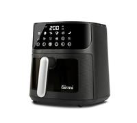 Girmi FG78 Freidora de Aire con Ventana “Ecofrit Black”, 6 L, 12 Programas, 1500 W, Pantalla Digital, BPA/PFOA Safe, Luz Interior, Bandeja Antiadherente, Recetario Incluido, Negro/Plata