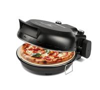 Girmi FP50 Horno para pizza Quisipizza, 1800 W, 420°C, Paredes frías, Piedra refractaria desmontable de 31 cm, Temporizador, Doble resistencia, Libro de cocina incluido, Negro