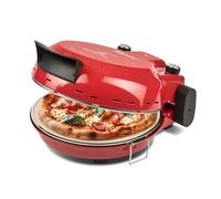 Girmi FP50 Horno para pizza Quisipizza, 1800 W, 420°C, Paredes frías, Piedra refractaria desmontable de 31 cm, Temporizador, Doble resistencia, Libro de cocina incluido, Rojo
