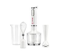 Girmi MX16 Set Batidora de mano inmersión 3 en 1, Mezcla, Bate y tritura, 2 velocidades, Cuchilla en Acero Inoxidable, Agarre ergonómico, 400 W, Blanco