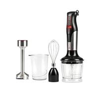 Girmi MX39 Set Batidora de mano inmersión 3 en 1, 2 velocidades, Cuchillas de Acero Inoxidable, Agarre ergonómico, 800 W, Negro