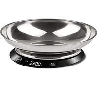 Girmi PS84 - Báscula de Cocina, Capacidad del bol 1 litro, precisión 1 g / hasta 5 kg, Pantalla de Alta Luminosidad, Bol y plato de acero inoxidable, Apagado automático, Función Tara, Negro