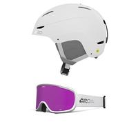 Giro Ceva MIPS - Combo de casco de nieve y gafas de nieve para mujer, (combinado) blanco mate, rosa apilado, talla M