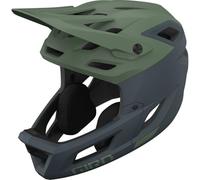Giro Coalition Spherical - Casco de bicicleta de montaña de cara completa para adultos, verde seto mate/tiburón oscuro, talla L