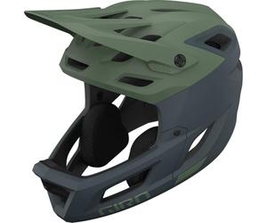 Giro Coalition Spherical - Casco de bicicleta de montaña de cara completa para adultos, verde seto mate/tiburón oscuro, talla L
