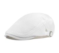 Gisdanchz Boinas Hombre Malla Gorras Planas De Hombre Verano Transpirable Boina Gorra Gooro Beret Sombrero Verano Ligero Día Caluroso Ajustable, Blanco One Size