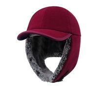 Gisdanchz Gorro Hombre Lana Invierno Orejeras Ruso Gorros Lana Mujer Gorra Beisbol Hombre Viseras Gorras de Hombre Mujer, Borgoña