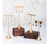 GISELA D 4 soportes de exhibición de pendientes de oro para la venta de pendientes T soporte de exhibición al por menor para espectáculo, organizador de joyas de barra en T para mostrar tienda en