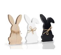 GISELA D Decoraciones de conejo de Pascua para el hogar, 3 piezas de conejito de Pascua de madera, centro de mesa, decoración rústica de bandeja escalonada, decoración de granja para regalos de Pascua