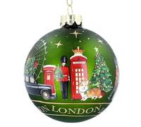 Gisela Graham Bola de cristal verde mate con decoración de escena de Londres