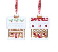 Gisela Graham Casa de jengibre x2 - Adorno para árbol de Navidad - Resina - Navidad