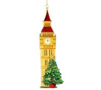 Gisela Graham Decoración colgante de madera del Big Ben de Londres con árbol de Navidad