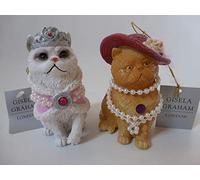 Gisela Graham - Gato de resina con sombrero y tiara decorativa de resina, 2 surtidos