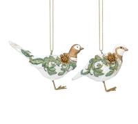 Gisela Graham Rocco - Juego de 2 faisanes y partidge de resina, color crema dorado y verde, 9 cm