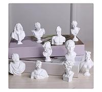 Gisela - Juego de 10 Mini estatuas de Yeso mitología Griega Escultura de Gypse Busto Retratos Artesanía Decoración de Oficina Renacimiento