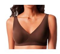 GISELA - Sujetador sin Aros Push-Up, Talla XL, Color Chocolate, Relleno Extraíble, Sujetador sin Costuras, Acabados Termofusionados, Microfibra Suave, Invisible, Máximo Confort