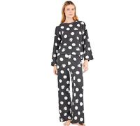 GISELA x Peanuts Pijama de mujer de invierno de algodón Interlock - Conjunto camiseta y pantalones anchos de lunares - Colección Peanuts Art. 20330, antracita, M