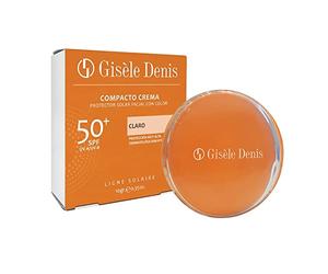 GISÈLE DENIS - Compacto Crema 10 gr, Maquillaje Compacto y Protector Solar Facial, Color Claro y FPS50+, con Vitamina E, para Pieles Claras, Maquillaje Cara, Bronceado Natural, Unifica el Tono