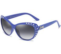Giselle Lindos lentes de sol retro de ojo de gato con diamantes de imitación para adolescentes y niños de 6 a 14 años, Azul (Egyptian Blue), One size fits most