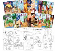 gisgfim 24 mini libros de actividades cristianas para colorear, versículos de la Biblia, recuerdos de fiesta religiosa, a granel, vacaciones, escuela, manualidades, juego desafiante para niños, bolsas