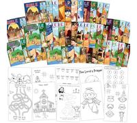 gisgfim 72 mini libros de actividades cristianas para colorear, versículos de la Biblia, recuerdos de fiesta religiosa, a granel, vacaciones, escuela, manualidades, juego desafiante para niños, bolsas