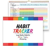 gisgfim Calendario de seguimiento de hábitos, diario motivacional de seguimiento de hábitos, planificador de objetivos inspirador con encuadernación en espiral, hermoso diario semanal sin fecha de 12