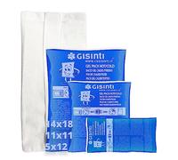Gisinti Kit de hielo de gel reutilizable caliente y frío, fabricado en Italia, bolsa para congelador y microondas + bolsa de tela (3 unidades medianas y pequeñas)