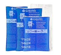 Gisinti Kit de Hielo en Gel Reutilizable Gel Caliente Frío Hecho en Italia Bolsa para Congelador y Microondas + Bolsa de Tela (3 Piezas Grandes)