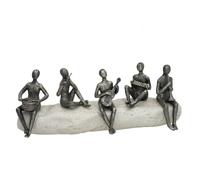 Gissed Figura Decorativa de Músicos, Escultura Abstracta de 5 Instrumentistas, Base de Piedra, 32,5 x 10,5 x 12,5 cm, Acabado Metálico