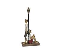 Gissed Figura Decorativa de Pareja bajo Farol, Escultura Artística Vintage, Estatua Romántica de Resina, 30 cm