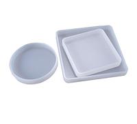 Gissroys 3 bandejas portátiles de resina hechas a mano espejo cuadrado redondo resaltado molde de silicona cristal resina epoxi forma fácil de disolver formas de resina epoxi joyería