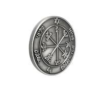 Gissroys Abalorio de aleación de sello místico del rey Salomón, artículo de coleccionista de monedas, guía espiritual, riqueza, suerte, amuletos protectores espirituales