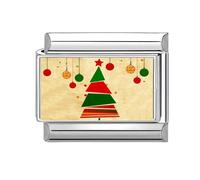 Gissroys Abalorios italianos de conexión de acero inoxidable adornos de Navidad accesorios adecuados para la fabricación de pulseras accesorios rojos navideños, talla única, como se describe