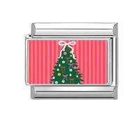 Gissroys Abalorios italianos de conexión de acero inoxidable adornos de Navidad accesorios adecuados para la fabricación de pulseras accesorios rojos navideños, talla única, como se describe