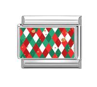 Gissroys Abalorios italianos de conexión de acero inoxidable adornos de Navidad accesorios adecuados para la fabricación de pulseras accesorios rojos navideños, talla única, como se describe